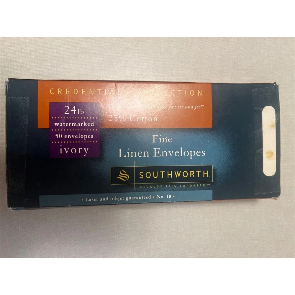 Southworth Fine Linen Envelopes 40 Only 24lb 25% Cotton Ivory No.10